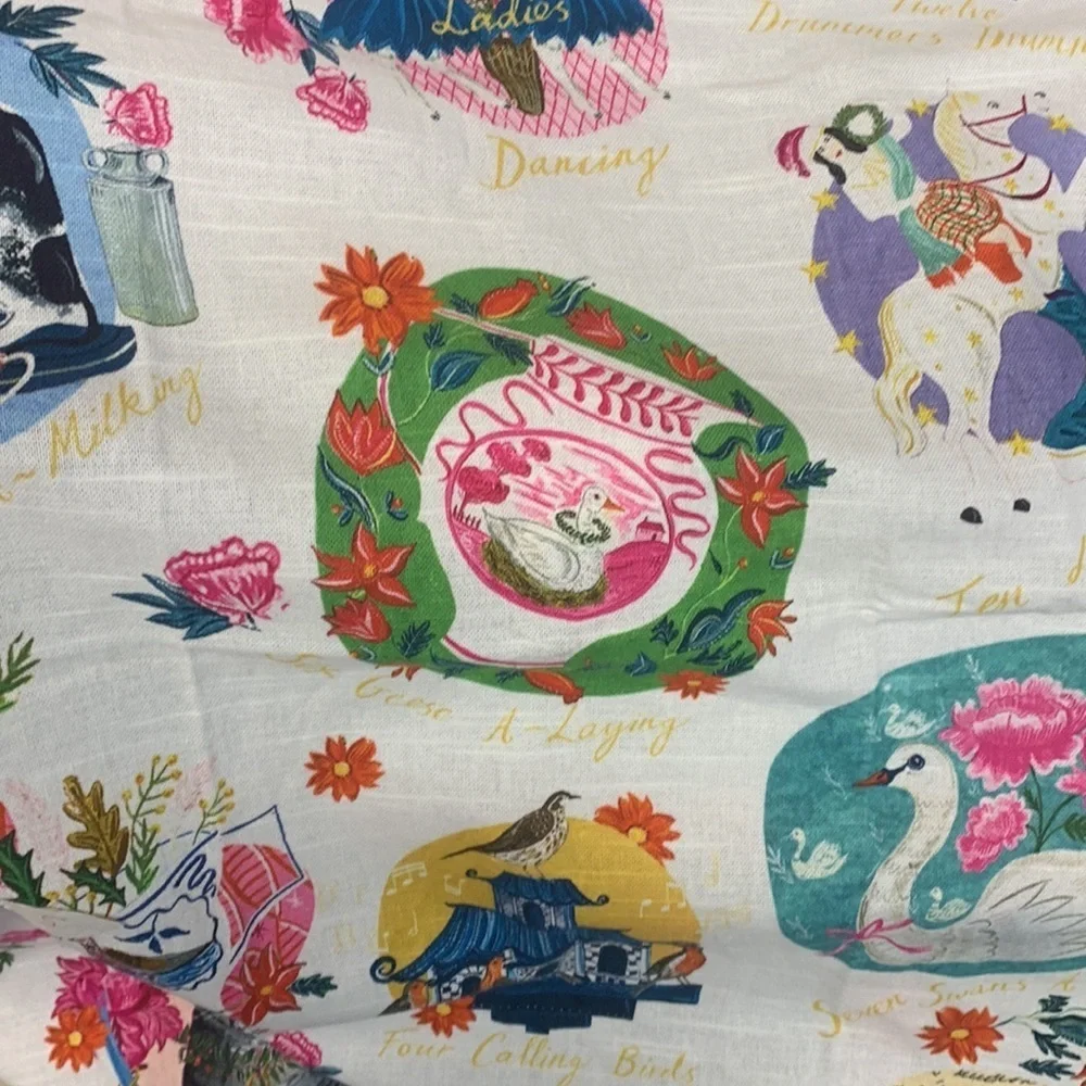Anthropologie Emily Maude 12 days of Christmas kitchen dish towel new unused